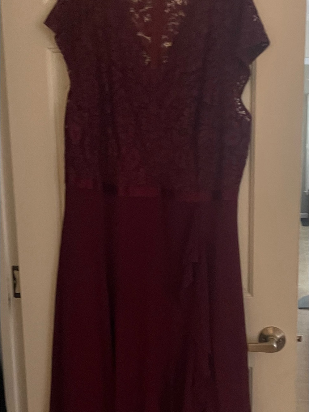 Elegant Lace Top Burgundy Women’s Dress